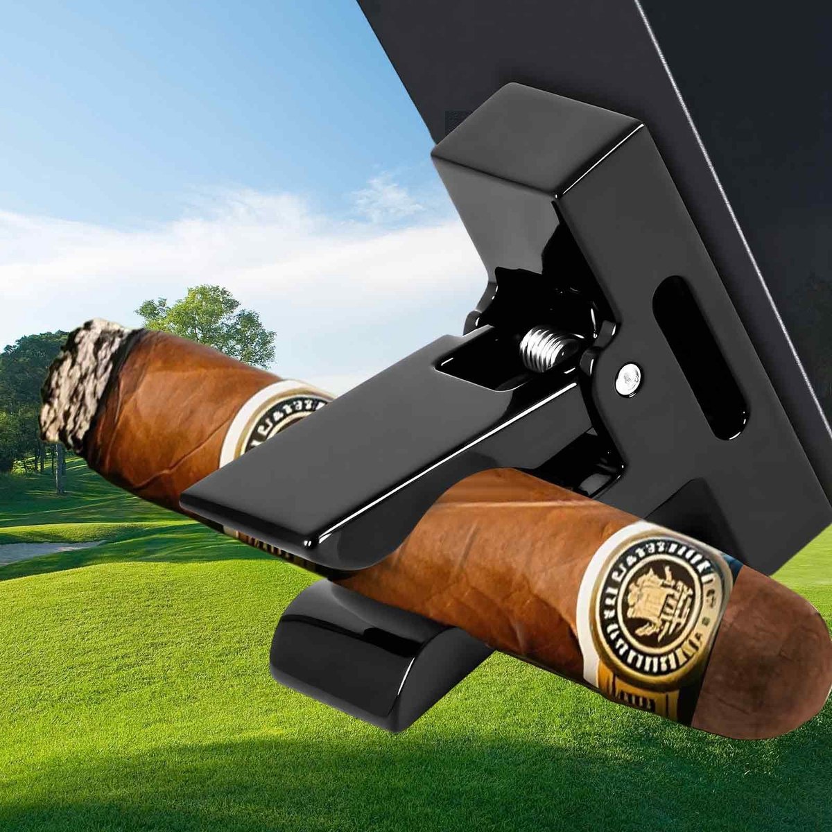 Dailygoods- Golfhouder met sterke magnetische kracht - Golfaccessoires - Universele houder - Geschikt voor golfkarren - Aluminiumlegering - Zwart