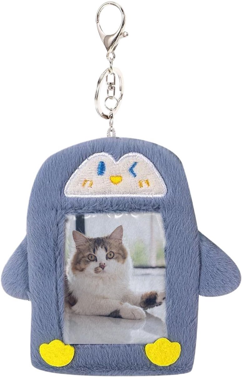 Fotokaarthouder Pinguïn - Badgehouder Kaarthoes - Herinneringen Bewaren - Zacht Pluche Materiaal - 12 x 6 cm - Meerkleurig