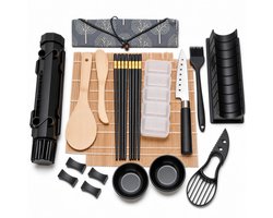 Sushi Maker Set 21-Delig Complete Sushi Bazooka Kit – Inclusief 2 Bamboe Matten Mesjes Vormen Mallen & 4 Metalen Eetstokjes – Sushi Maakset voor Beginners Thuiskoks & Gezinnen – Voedselveilig Materiaal