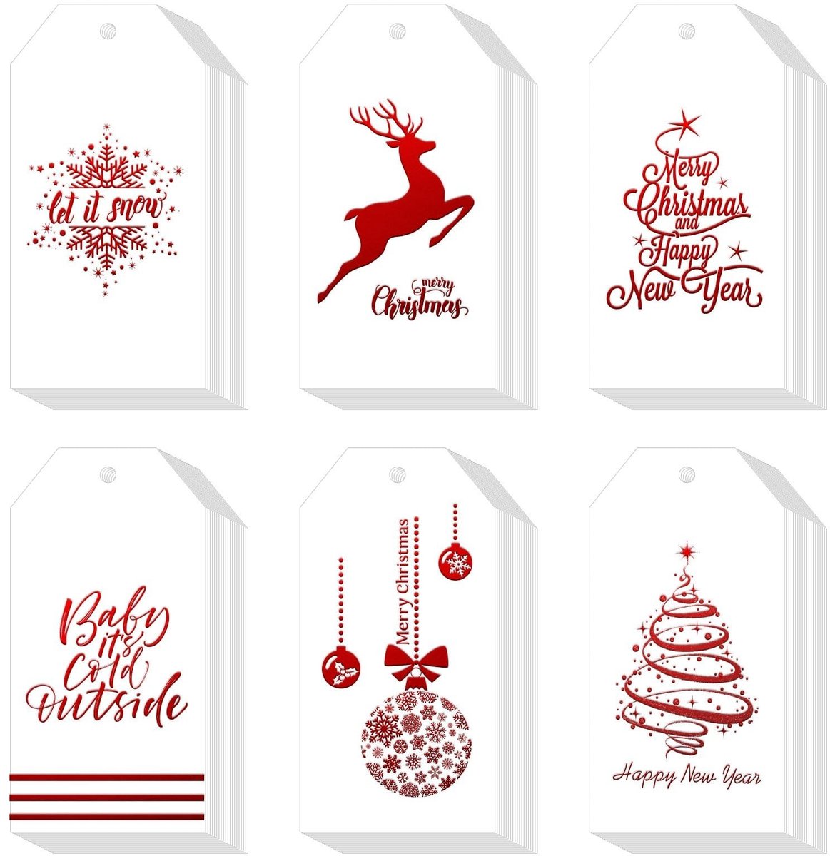 Dailygoods - Kersthangers Set van 60 Stuks - Cadeauhangers met Jute Touw voor Kerstdecoratie