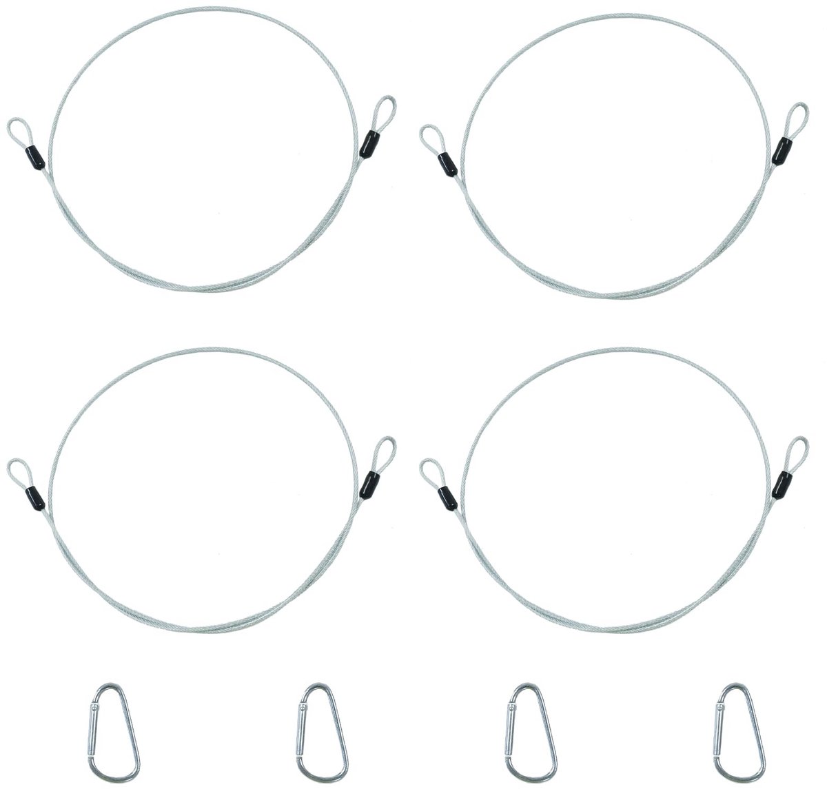 Dailygoods- Veiligheidskabels set van 4 - 100 cm × 3 mm - PVC-gecoate staalkabels - Robuust en flexibel - Tot 50 kg belasting - Voor podiumverlichting en DJ's - Staalkabel