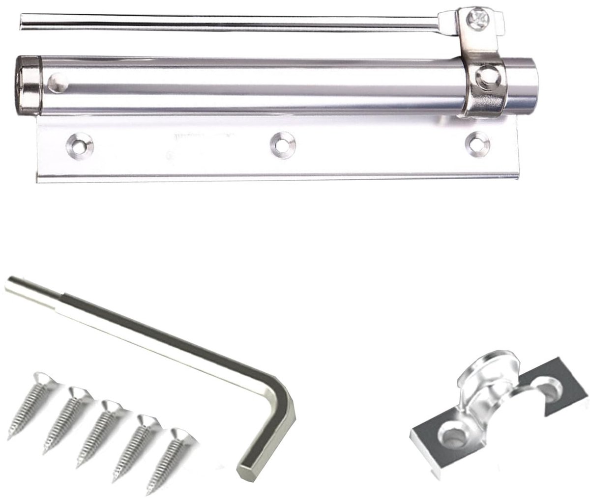 Dailygoods - Automatische Deursluiter, Deurdranger, Lichte Aluminiumlegering Deursluiter, voor Binnendeuren, Kamerdeur, Tkantoor en Hotel (zilver)