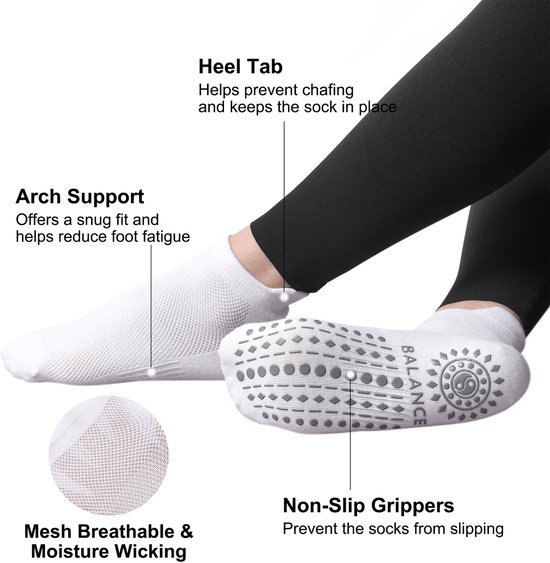Dailygoods- Yogasokken antislip - Antislipsokken met noppen - Sneakersokken - 3 paar - Geschikt voor yoga/pilates - Verbeterde stabiliteit van Dailygoods — afbeelding 3