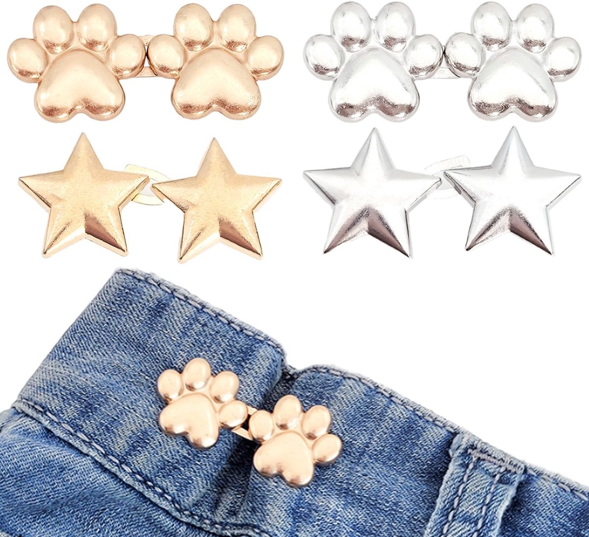 Dailygoods- Tailleversteviger 4 Paar - Kleding Clips - Verstelbare Jeansknoppen - Antislip Knoopspelden - Duurzaam - Perfecte Pasvorm - Kledingclips