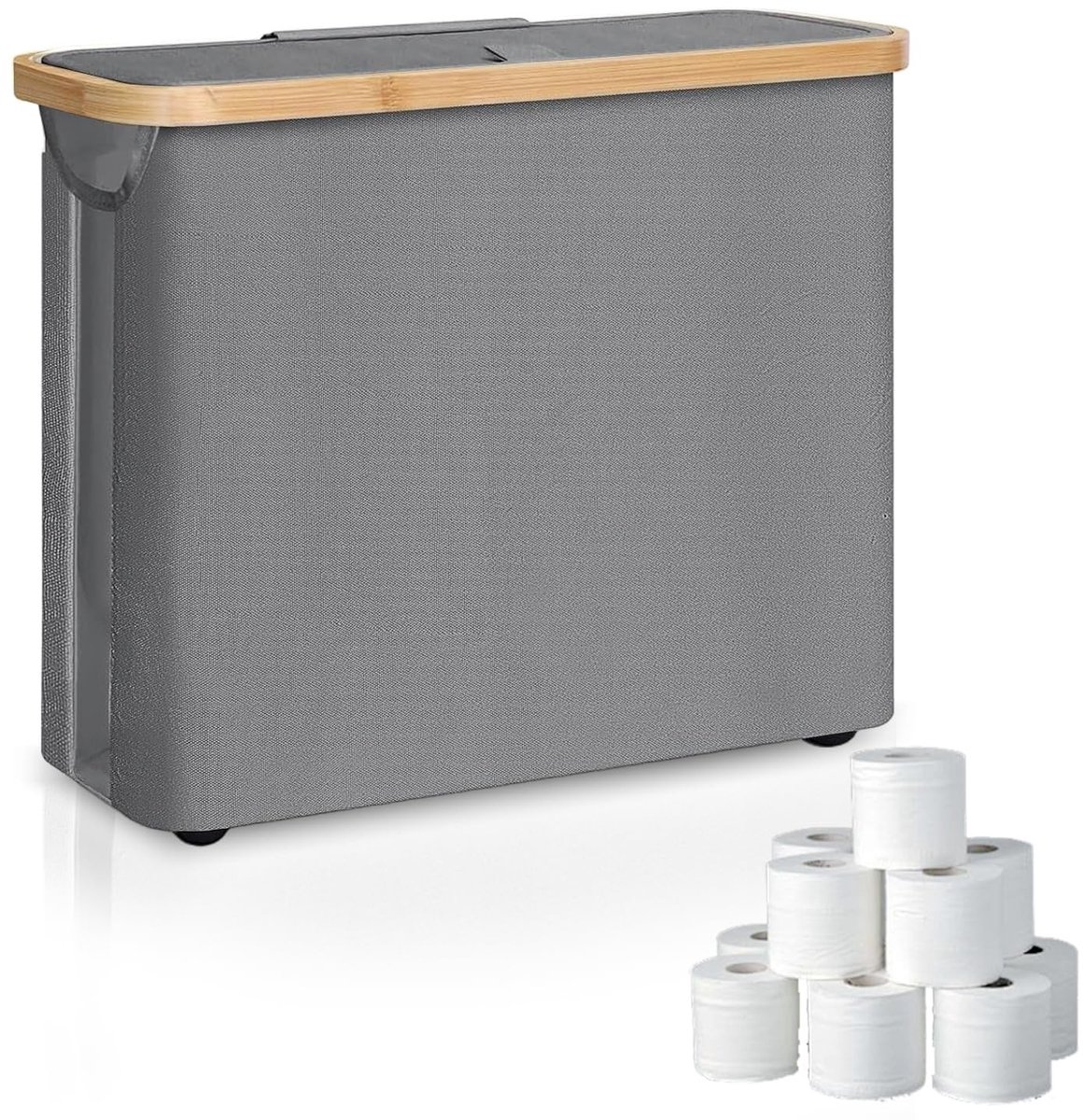 Dailygoods - Toiletpapieropslag, wc-papieropslag met deksel, kijkvenster, wc-rol-organizer, toiletpapieropslag, badkamerorganizer voor 8-12 rollen wc-papier (grijs)