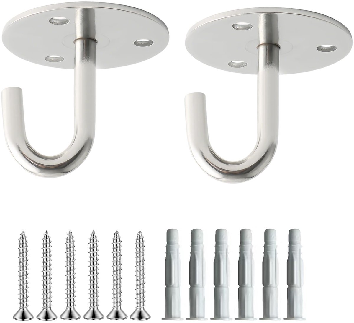 Dailygoods - Mooche 2 stuks, duurzame plantenhaken, balkon-plafondhaken, wandhaken, geschikt voor het ophangen van manden, planten, windgongen, vogelkooien en soortgelijke voorwerpen