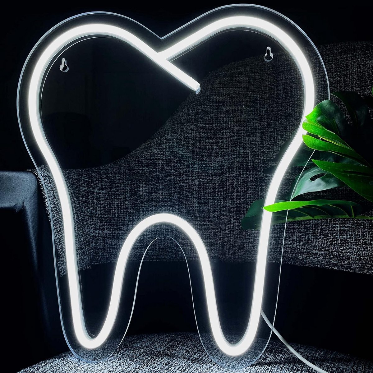 Tand Neon Sign - LED Decoratie - Kantoor Verlichten - Handgemaakt Flex LED - 30 x 35 cm - Koel Wit