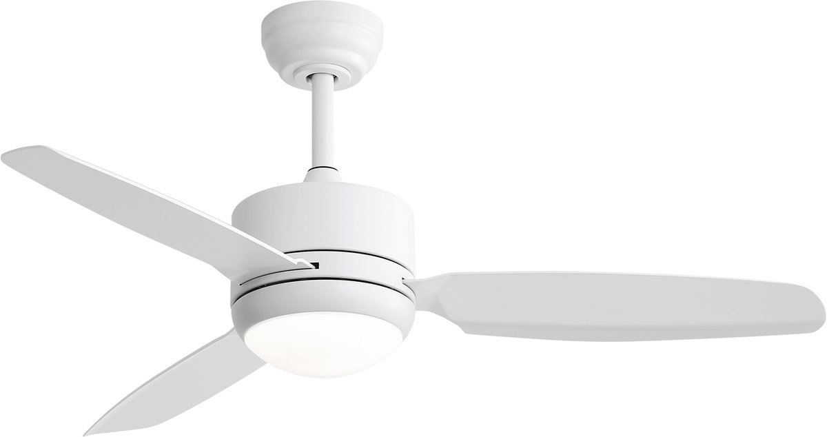 KOMHTOM - LED-plafondventilator - 46 inch - Wit - 3 ABS-vleugels - 6 snelheidsstanden - Efficiënte DC-motor