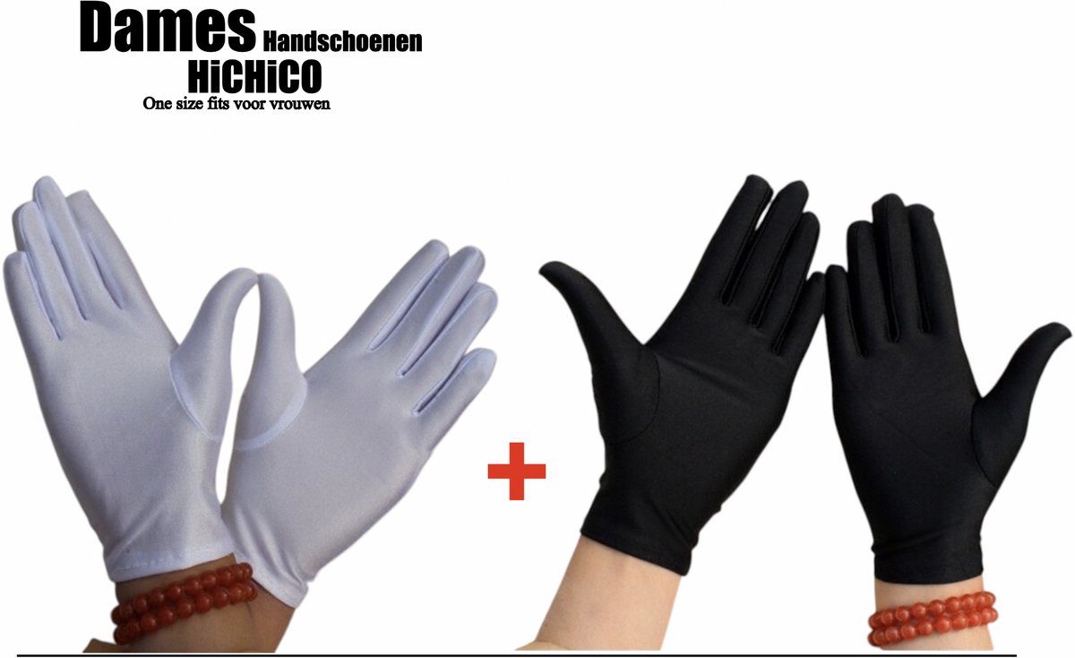 Witte Katoenen Handschoenen - Dames Handschoen nieuw en hoge kwaliteit - Vrouwelijke Handschoen - Katoenen Handschoenen Zwart - One size fits voor vrouwen