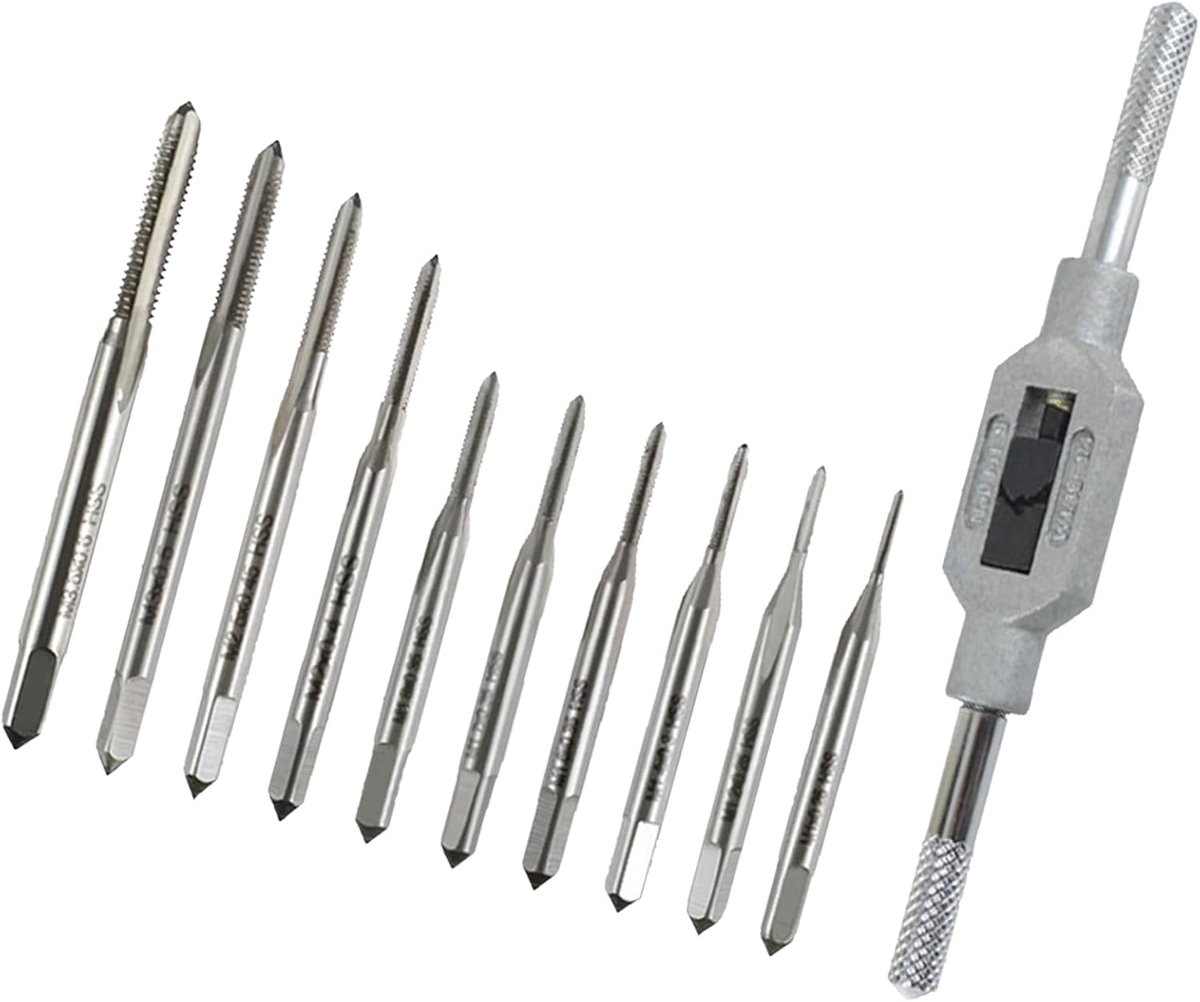 Miniatuur Tap Set - Draad Snijgereedschap - Precisie Bewerking - Hoge Snelheid Staal - 11 Stuks - Zilverkleurig