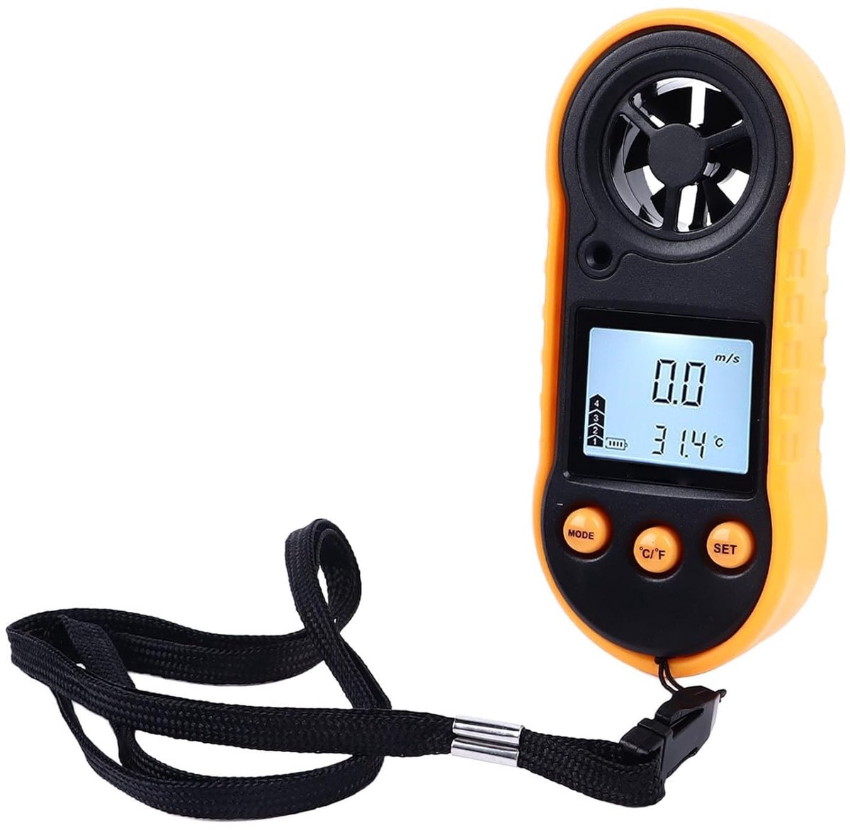 Digitale Windmeter - Windsnelheidsmeter Temperatuurmeter - Buitenactiviteiten Meten - HD LCD Scherm - 0-30 m/s - Zwart