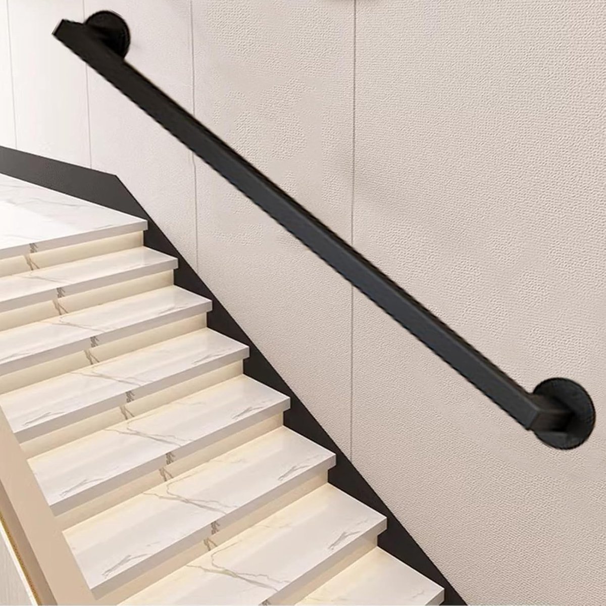 Trapleuning Kit - Muursteun Leuning - Veiligheid Binnen - Roestvrij Staal - 50-140cm Lengte - Zilver