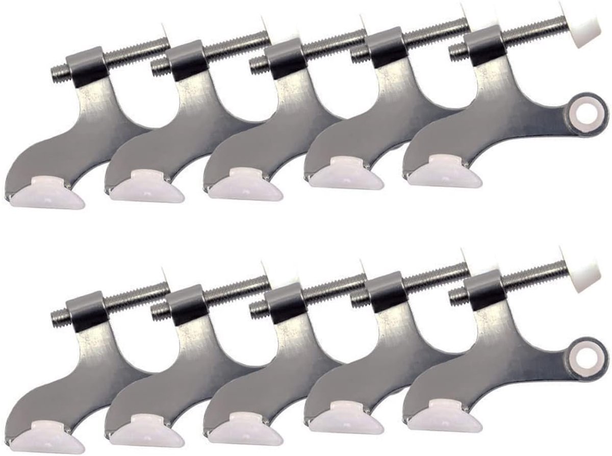 Deurstop Muurbeschermer - Scharnierpin Stopper - Muren Beschermen - Verstelbaar Hoekbereik - 10 Stuks - Satijn Nikkel