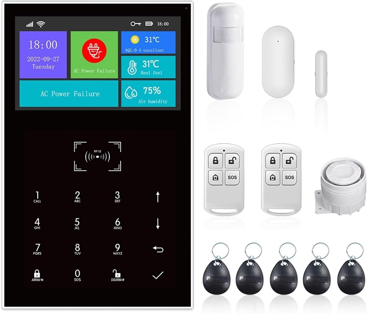 Smart Alarm Systeem - Home Beveiliging - Huis Beveiligen - Touchscreen Bediening - 4.3 Inch Scherm - Zwart