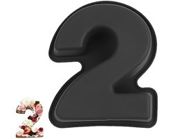 Dailygoods - YXHZVON Cijfer cakevormpjes siliconen, nummer 2 cakevorm, 3D grote siliconen cijfers cakevormpjes, anti-aanbaklaag siliconen bakvormen voor verjaardag en jubileum