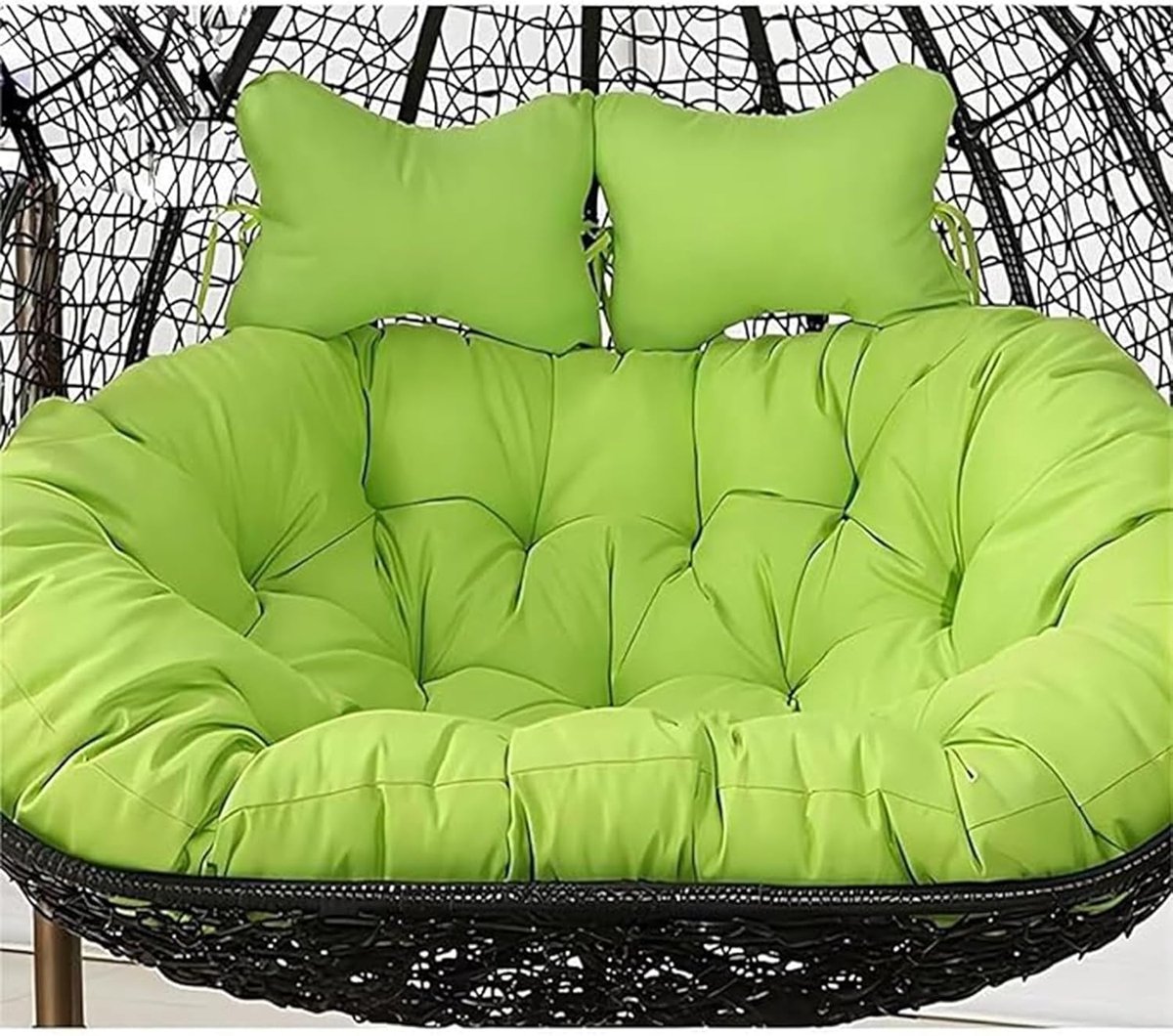 Hangstoel Kussen - Dubbel Schommelkussen - Buiten Ontspannen - Extra Dik Vulmateriaal - 150 x 110 cm - Groen