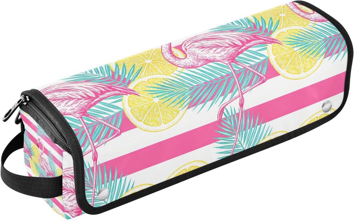 Haarstyling Tas - Reishouder Opberger - Stylingtools Meenemen - Hittebestendige Mat - 37 cm Lengte - Flamingo's Strand