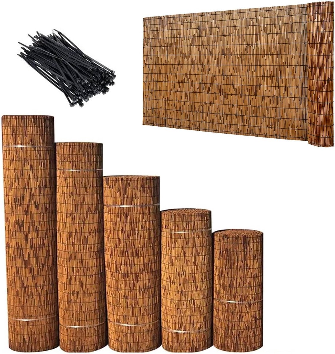 Bamboe tuinhek - Rietenscherm - Privacy creëren - Handgeweven - 70 x 400 cm - Natuurlijk