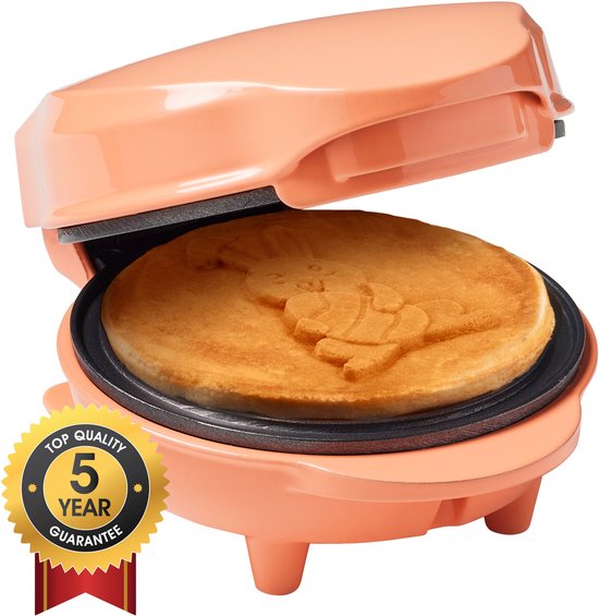 Bestron Wafelijzer - AMW500PEB - 550W - Mini wafel - Paashaas vorm - Oranje - 5 jaar garantie