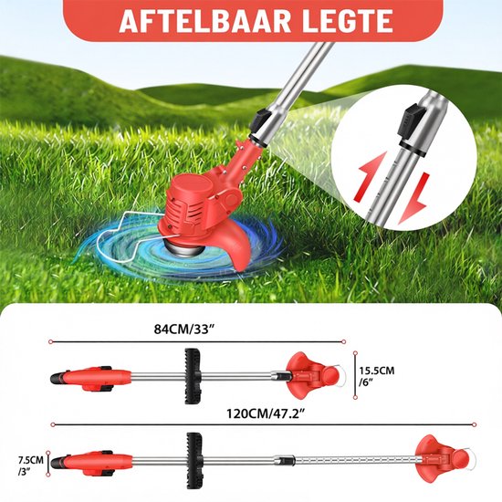 Elektrische Draadloze, Oprolbare Grastrimmers Voor in De Tuin met Li-ion-Accu Telescopische, Lichtgewicht Grastrimmer, Complete Tuingereedschapsset Voor Dik Gras — afbeelding 3