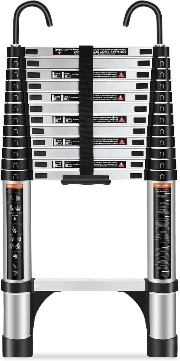 Telescopische Ladder - Uitschuifbare Trap - Veilig Klussen - Hoge Sterkte Aluminium - 2.6 Meter - Zilver
