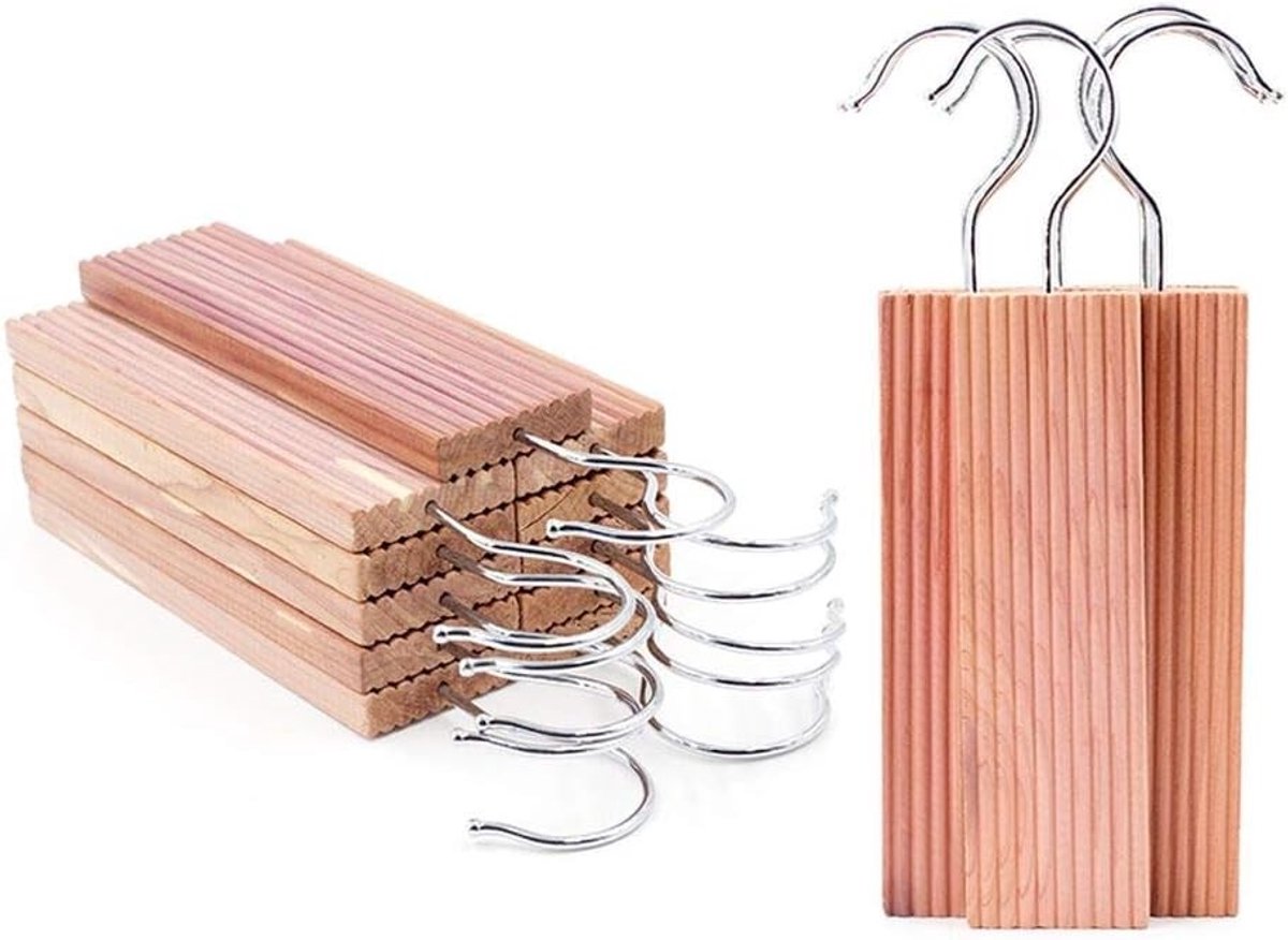 Set van 6 Cedar Mottenbestrijders voor Hangend Gebruik, Ribbelontwerp, Natuurlijke Mottenbeschermer en Geurabsorberende Oplossing