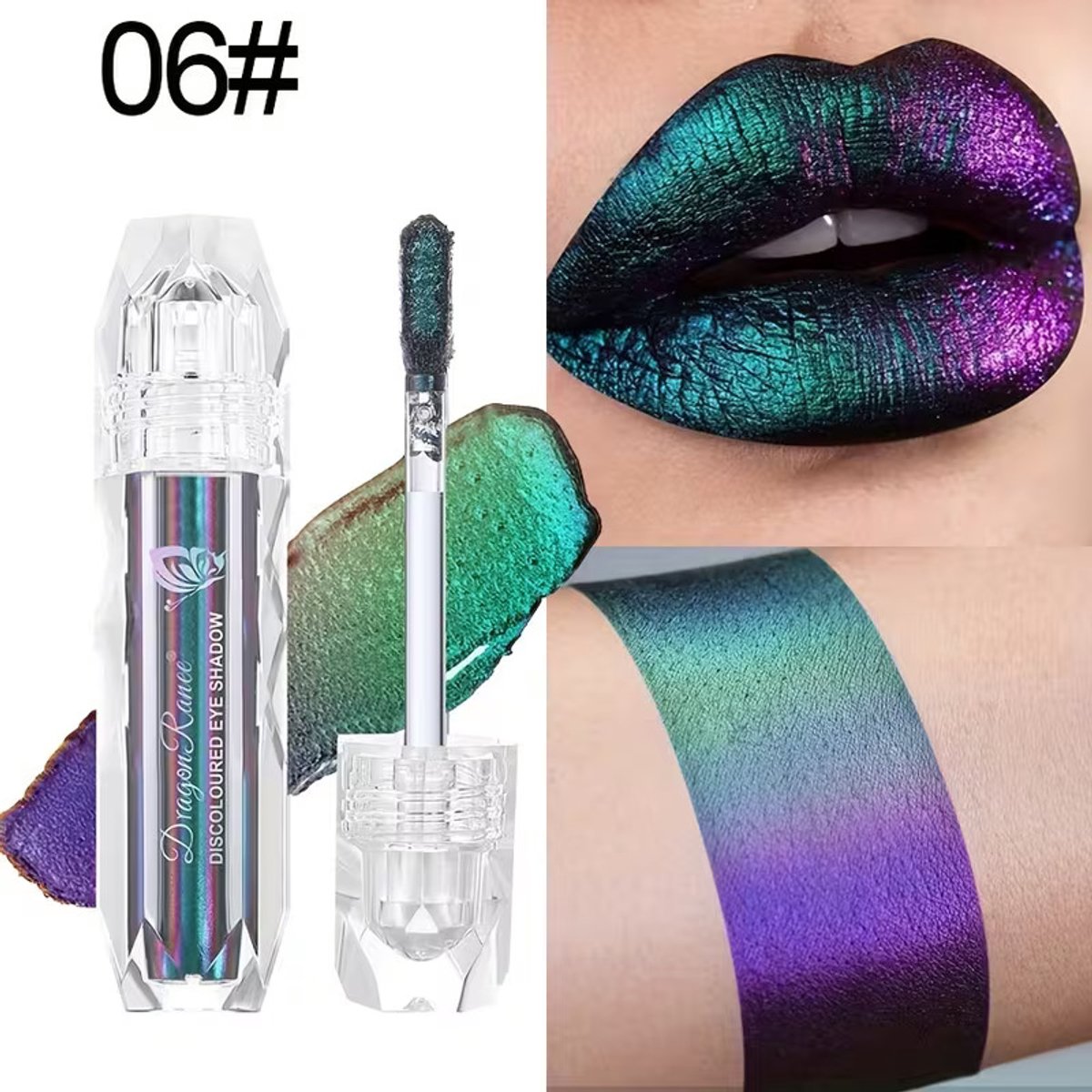Kleurveranderende Lipgloss 06 Teal Purple Chameleon – Metallic Lip Glaze met Glanzend Effect
