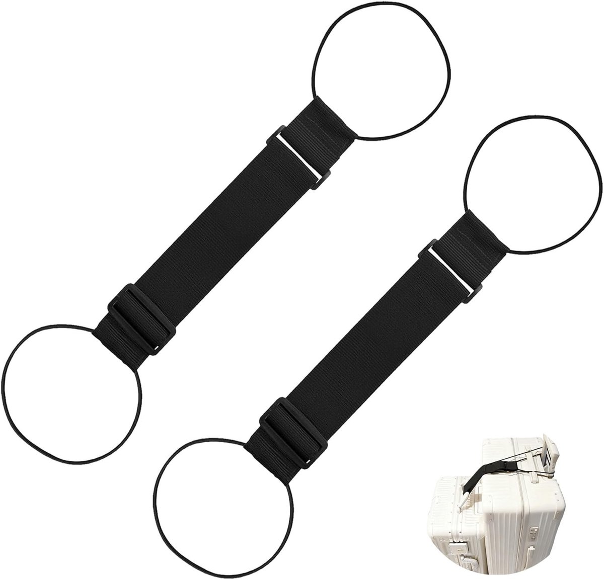 Verstelbare elastische bagagestraps, 2 stuks, voor veilige bevestiging van handbagage, laptop- en cosmetica-tassen, ideale reisaccessoires voor zorgeloos reizen