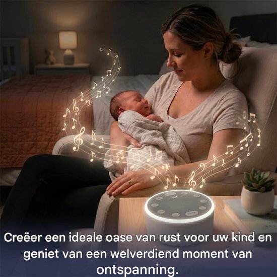 carmdering - Slaapgeluidsmachine met 6 Geluiden - Witte Ruis Machine met Timer en LED Nachtlampje - Oplaadbaar van Carmdering — afbeelding 5