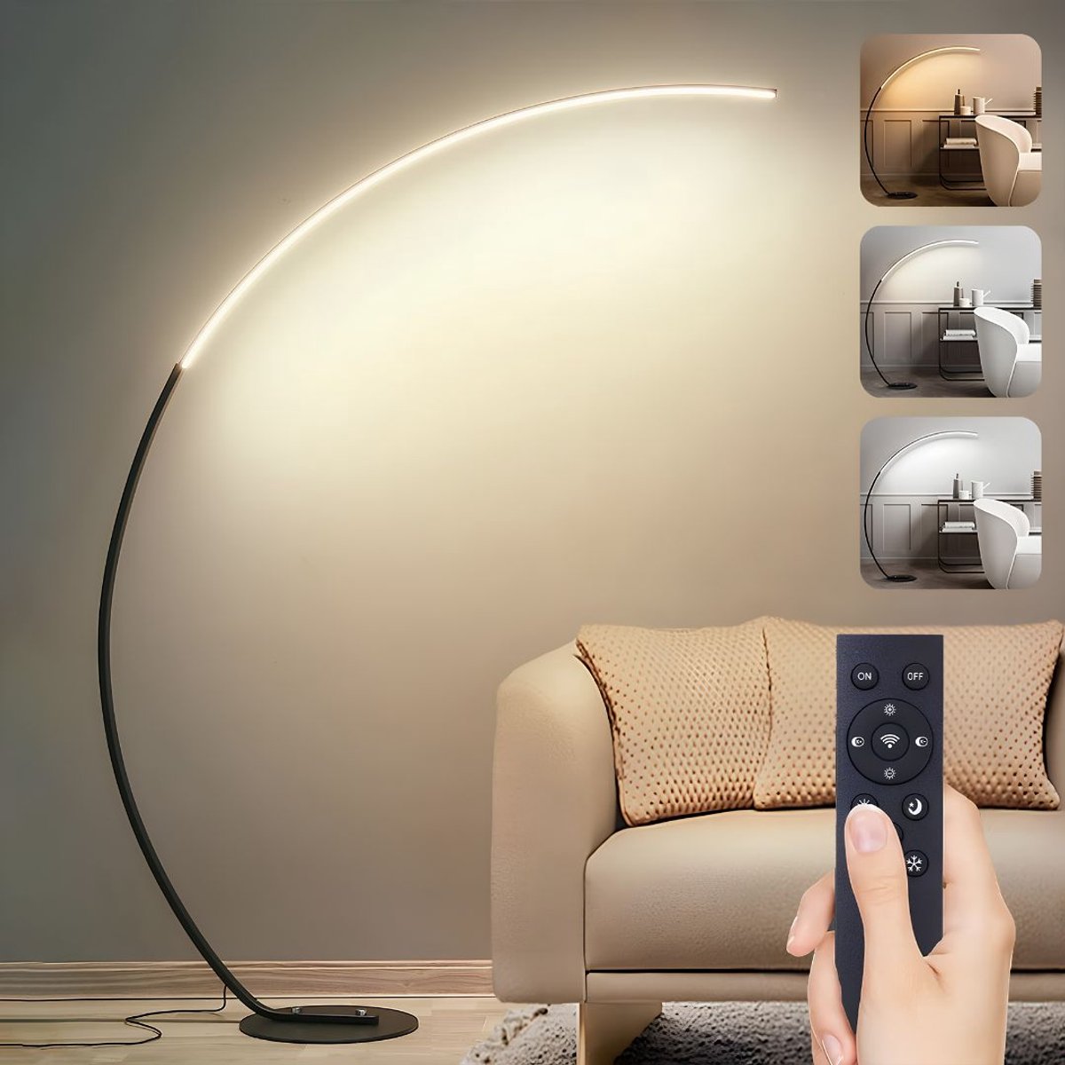 LNMsolutions® Vloerlamp - Vloerlampen Woonkamer - Vloerlamp Dimbaar - Zwart - 110cm x 32cm x 165cm