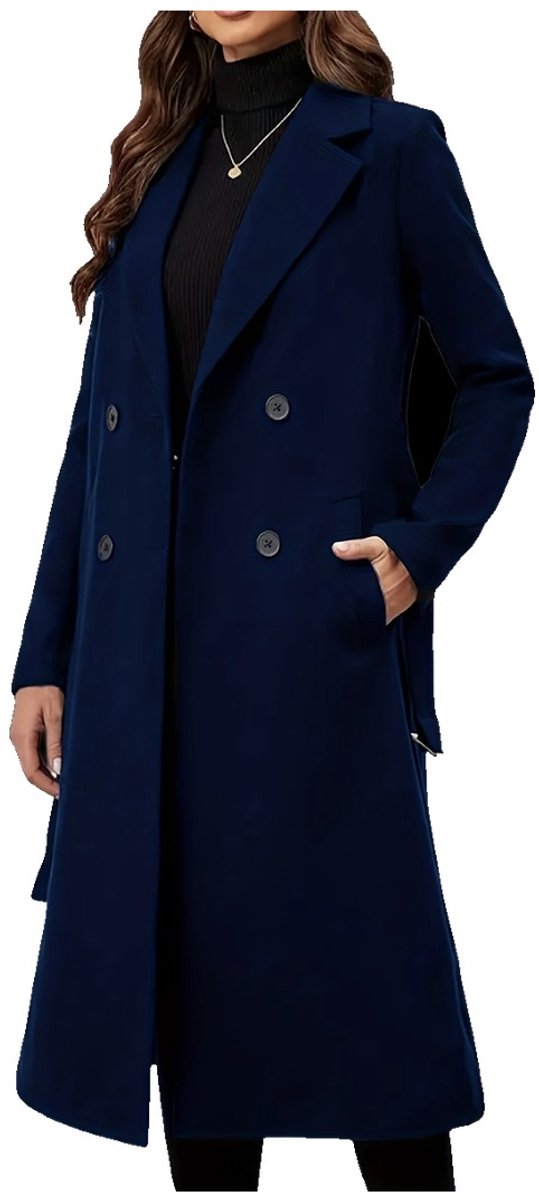 Currero Mantel Dames Tussenmantel Winter Jas Mantelpakje Trenchcoat Overjas Overcoat Winterjas Blauw