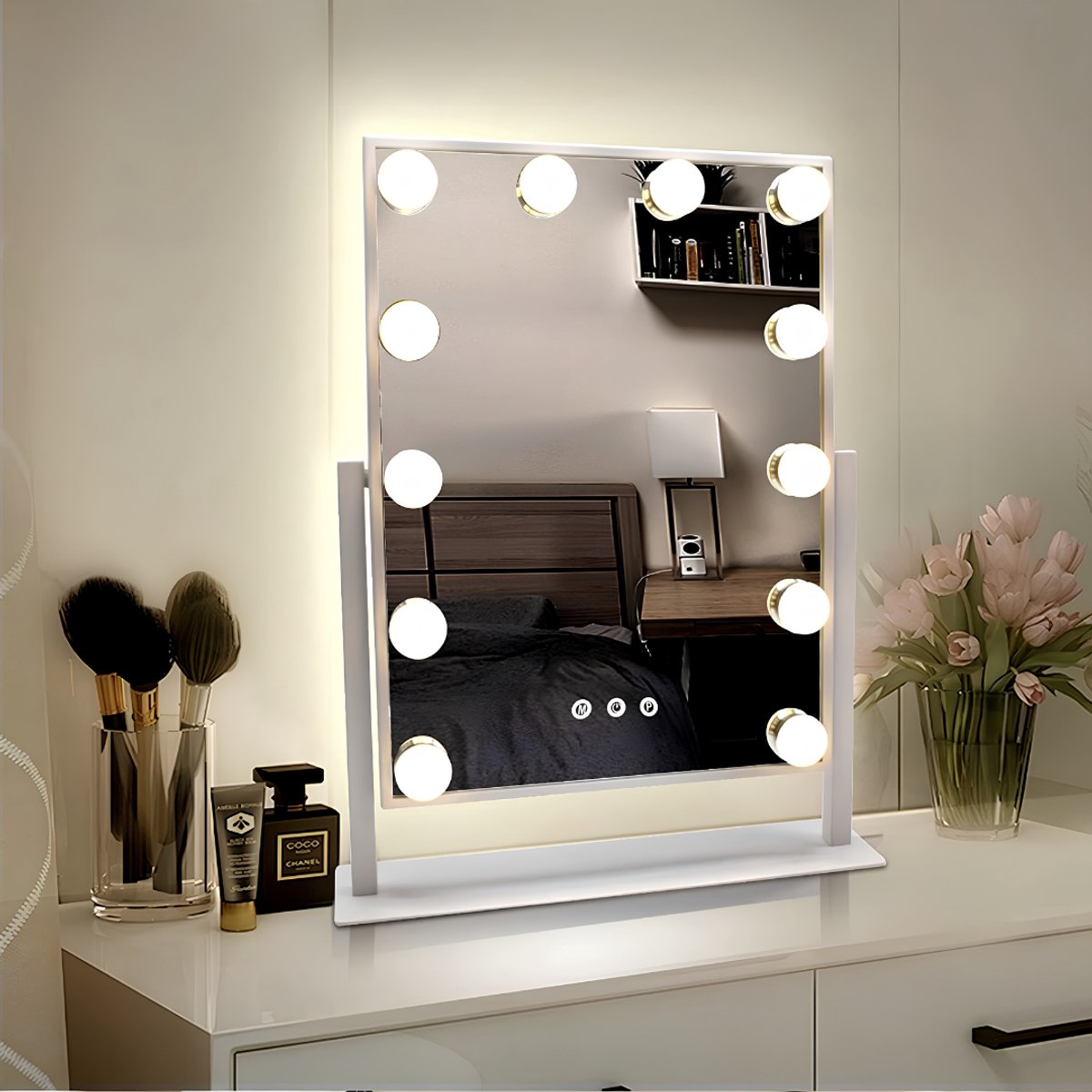 TYR® Make up Spiegel - Hollywood Make-up Spiegel - Make-up Spiegel met Verlichting - Wit - 58cm x 12cm x 46cm