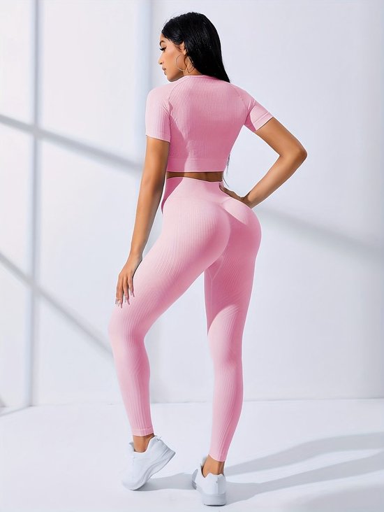 Currero Pilates Pak Dames - Yoga - Buttshaper - Gym - Fitness - Butt Lift - Bil Vergrotend - Heup Liftend - Yogakleding - Roze XS — afbeelding 2