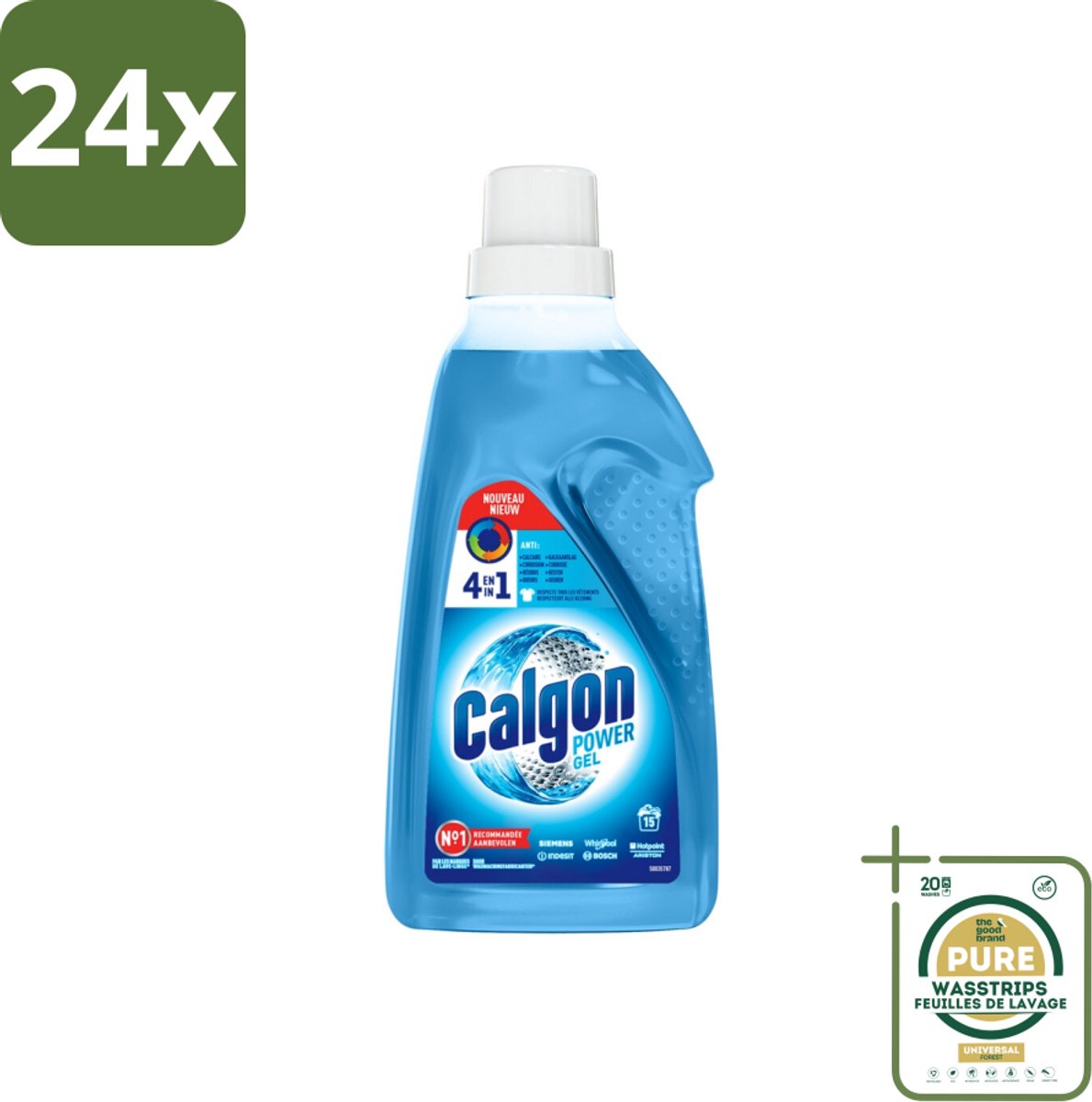 Calgon - Wasmachinereiniger - Gel - Tegen Kalkaanslag / Wasmiddelresten / Geuren - 750 ml - 15 Wasbeurten - Voordeelverpakking - 24 stuks - Wasmiddelresten - Wasmachineonderhoud