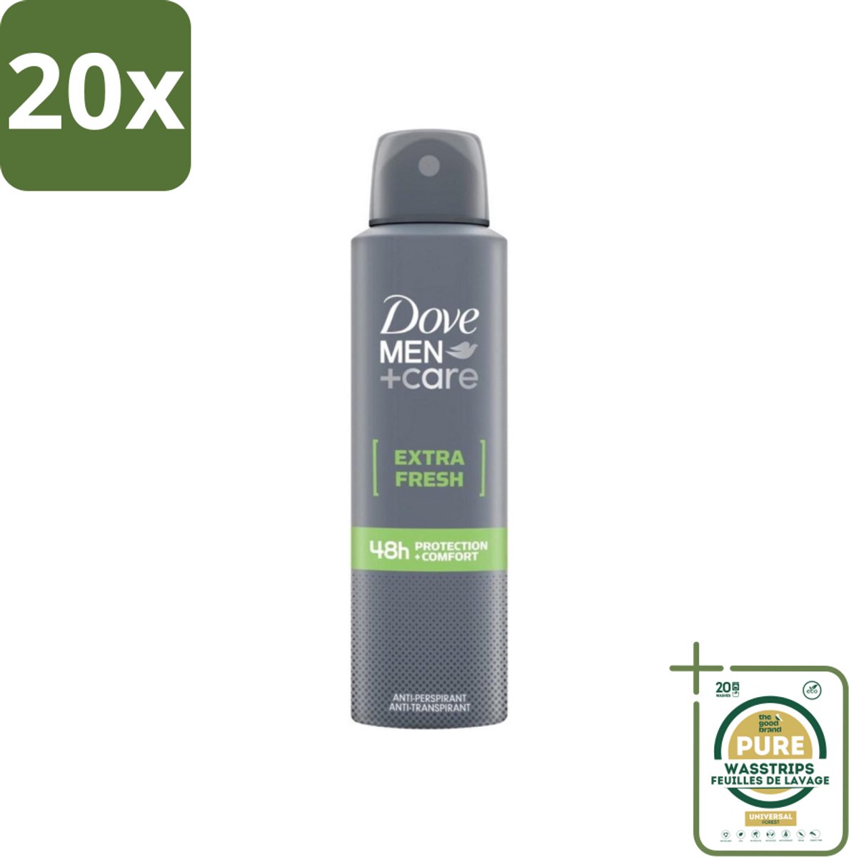 20 x Dove Men+Care - Extra Fresh - Deospray - Anti-Transpirant - 150 ml - Grootverpakking - Dove Men+Care Extra Fresh Deospray - Deospray Voor Mannen - Alcoholvrije Deospray - Okselbescherming - Transpiratiebescherming