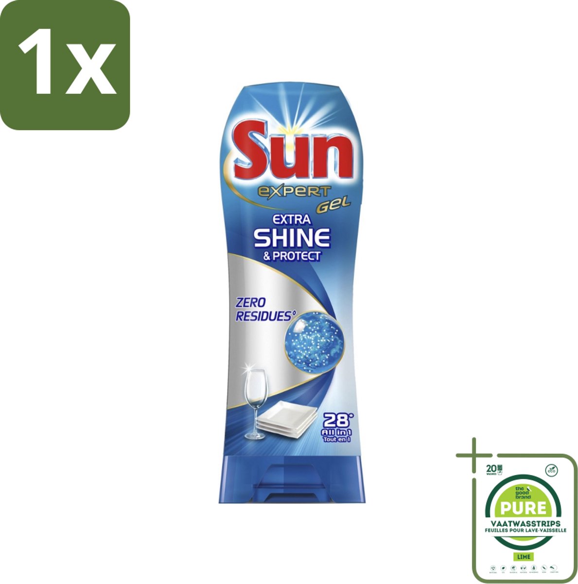 1 x Sun Expert Gel - Extra Shine & Protect - All-in-1 - Vaatwasmiddel Gel - 28 Wasbeurten - Vaatwasgel - Vaatwasser - Vaatreiniger - Glans - Bescherming