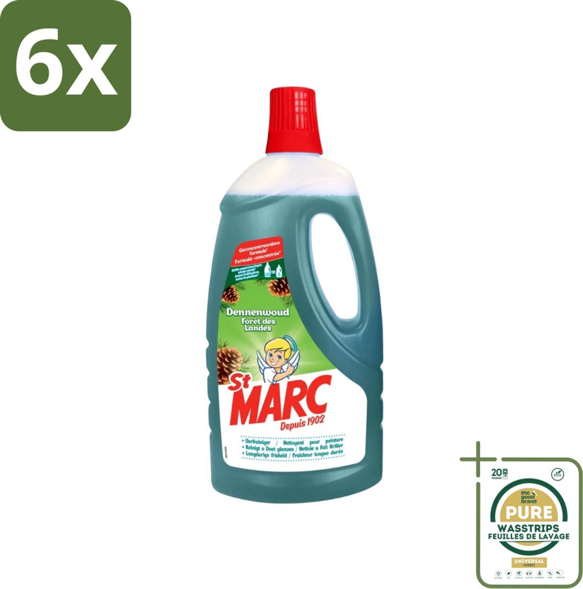 St. Marc - Multireiniger - Dennenfris - Biologisch Afbreekbaar - 1L - Voordeelverpakking - 6 stuks - Biologisch afbreekbaar - Dennengeur