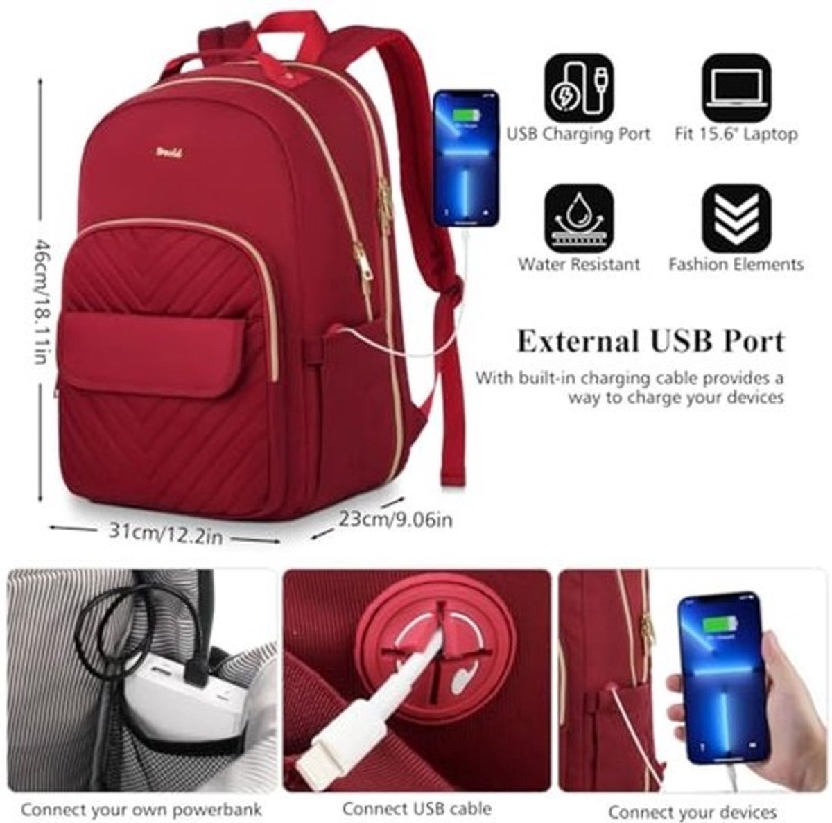Laptop Rugzak 15.6/17.3 inch voor Vrouwen - Ideale Reis- en Schoolrugzak