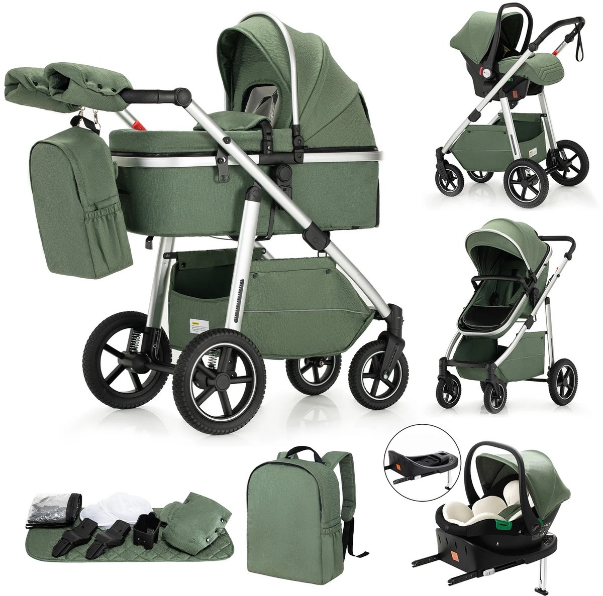 Wentinkmo kinderwagen - Kinder winkelwagentje - Luxueuze 3-in-1 kinderwagen - met hoog zitvlak