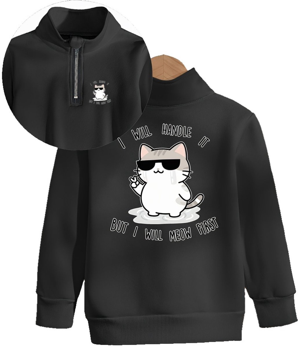 Currero Quarter Zip Jongens Sweater Met Rits Jumper Quarterzip Hoodie Jongen Warme Trui Vest Lang Coltrui 4 Jaar Zwart
