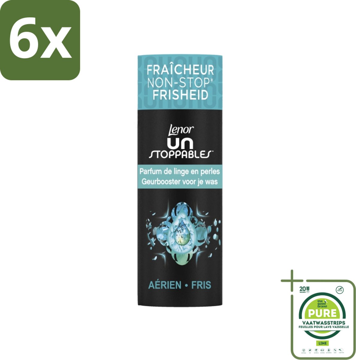 Lenor Unstoppables - Geurbooster - Fris - 13 Wasbeurten - Voordeelverpakking - 6 stuks - Lenor Unstoppables - Geurbooster