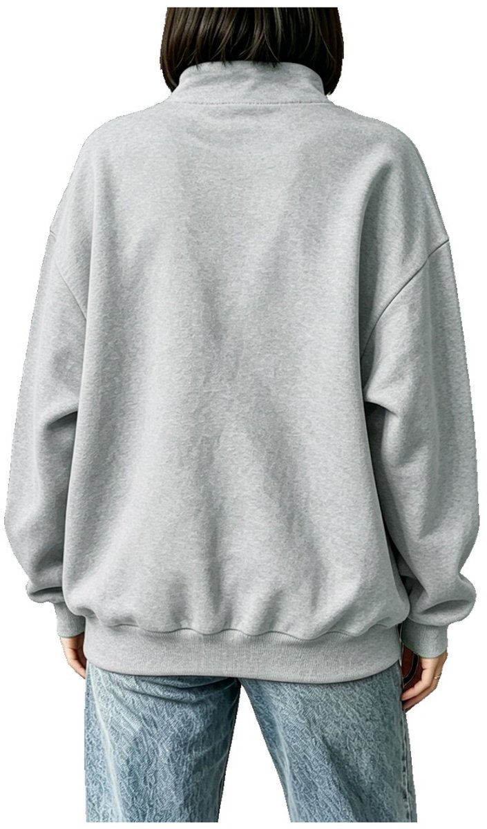 Currero Quarter Zip Dames Sweater Met Rits Jumper Quarterzip Hoodie Warme Trui Vest Lang Coltrui Lichtgrijs