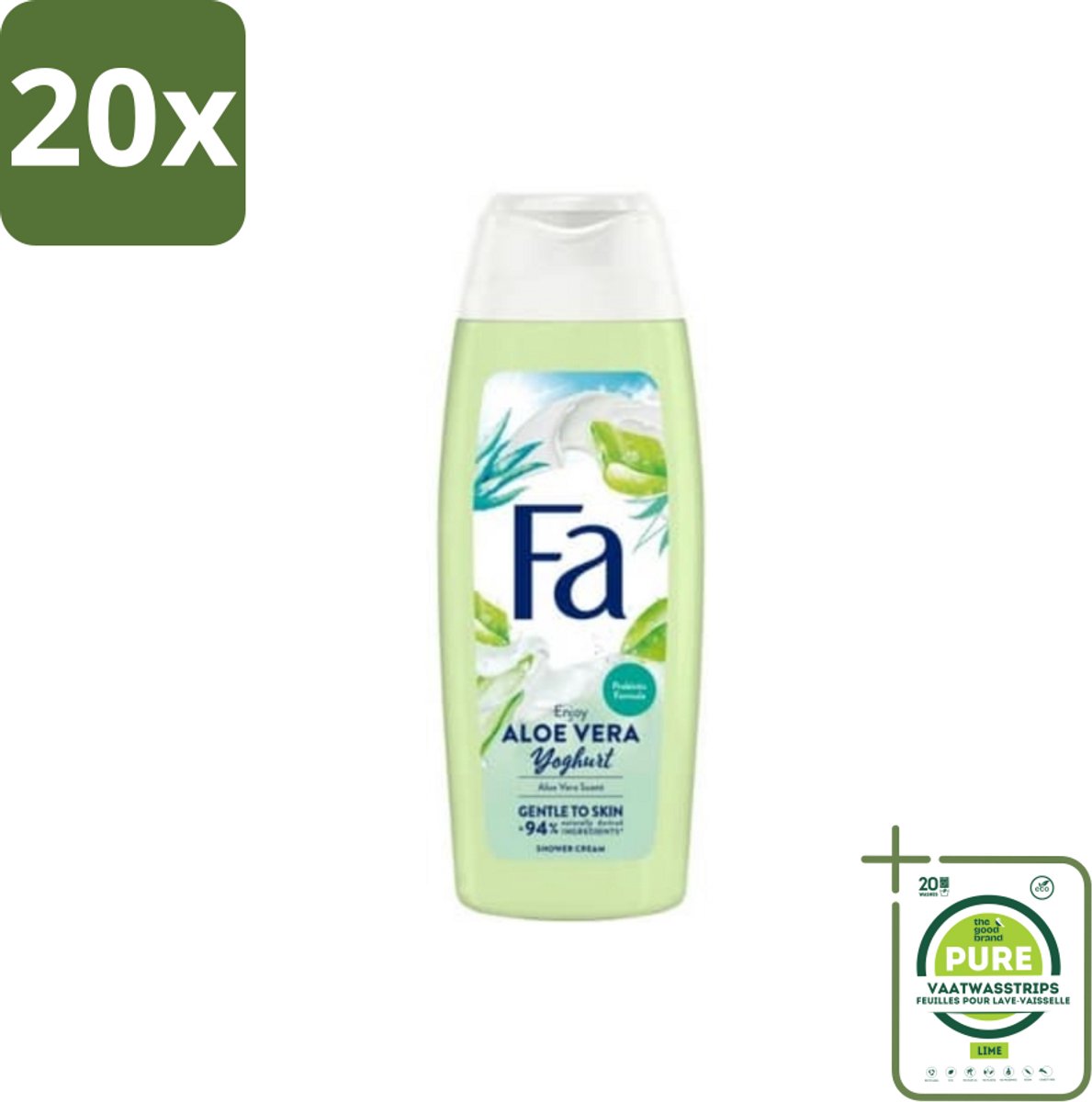 20 x Fa - Douchegel - Yoghurt & Aloe Vera - 250 ml - Grootverpakking - Douchegel - Yoghurt - Aloe Vera - Verzorgende Douchegel - Hydraterende Douchegel