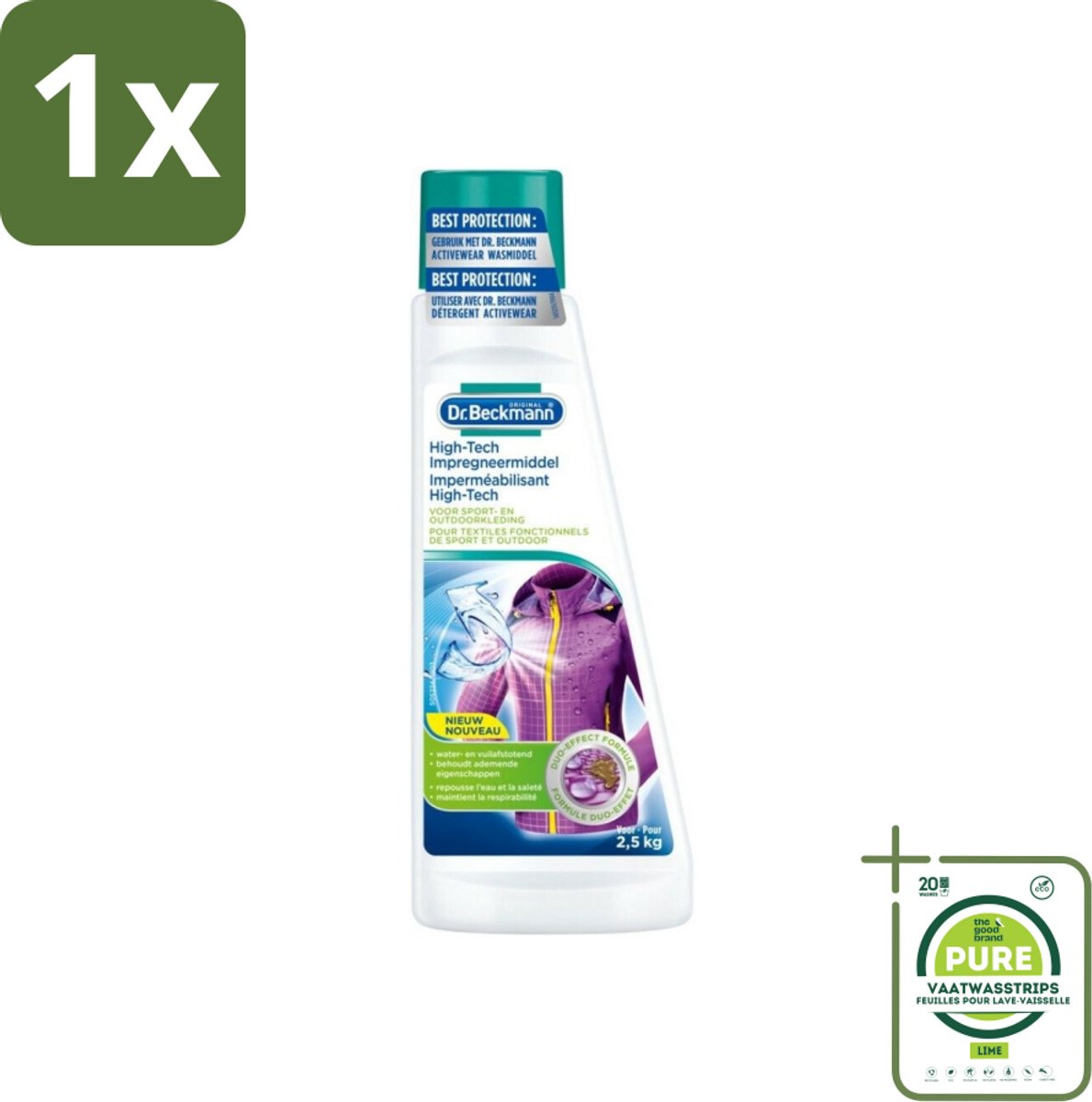 1 x Dr. Beckmann - High Tech Impregneermiddel - Sport- & Outdoorkleding - Witte en Gekleurde Was - 2.5 KG - Sportkleding Impregneren - Outdoor Kleding Impregneren - Waterafstotend Middel - Vuilafstotend Middel - Kleding Beschermen