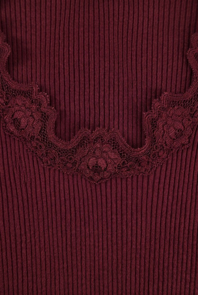 Rosemunde Babette Silk Ls Lace Tops & T-shirts Dames - Shirt - Bordeaux - Maat L