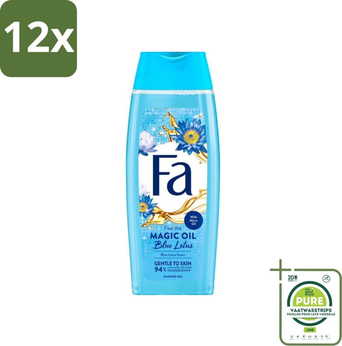 Fa - Douchegel - Magische Olie - Blue Lotus Geur - 250 ml - Voordeelverpakking - 12 stuks - Douchegel - Hydratatie