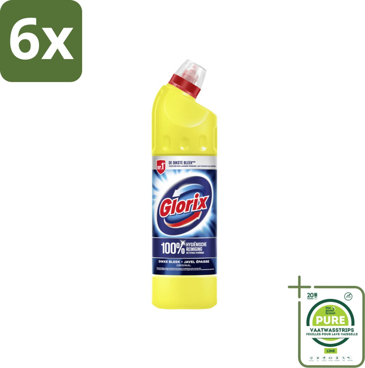 Glorix Original - Toiletreiniger - Dikke Bleek - Intensieve Reiniger - 750 ml - Voordeelverpakking - 6 stuks - Toilet schoonmaak - Toilet reiniger