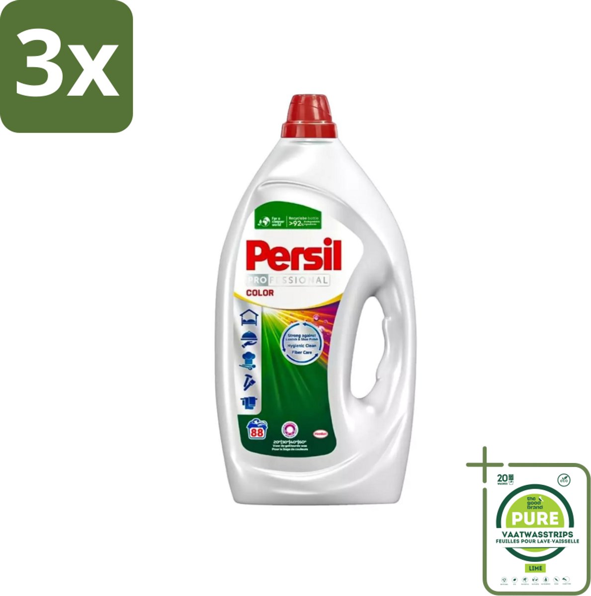 3 x Persil Professional Color - Vloeibaar Wasmiddel - Gekleurde Was - 88 Wasbeurten - Grootverpakking - Wasmiddel - Gekleurde Was - Vlekken Verwijderen - Wasmachine Reinigen - Kleurbehoud