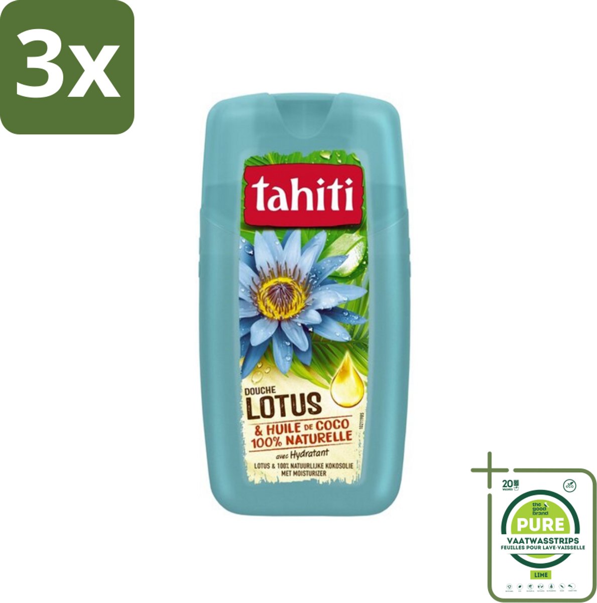 3 x Tahiti - Douchegel - Lotus & Kokosolie - Hydraterend - 250 ml - Grootverpakking - Douchegel - Hydraterend - Kokosolie - Lotus - Douchegel Lotus