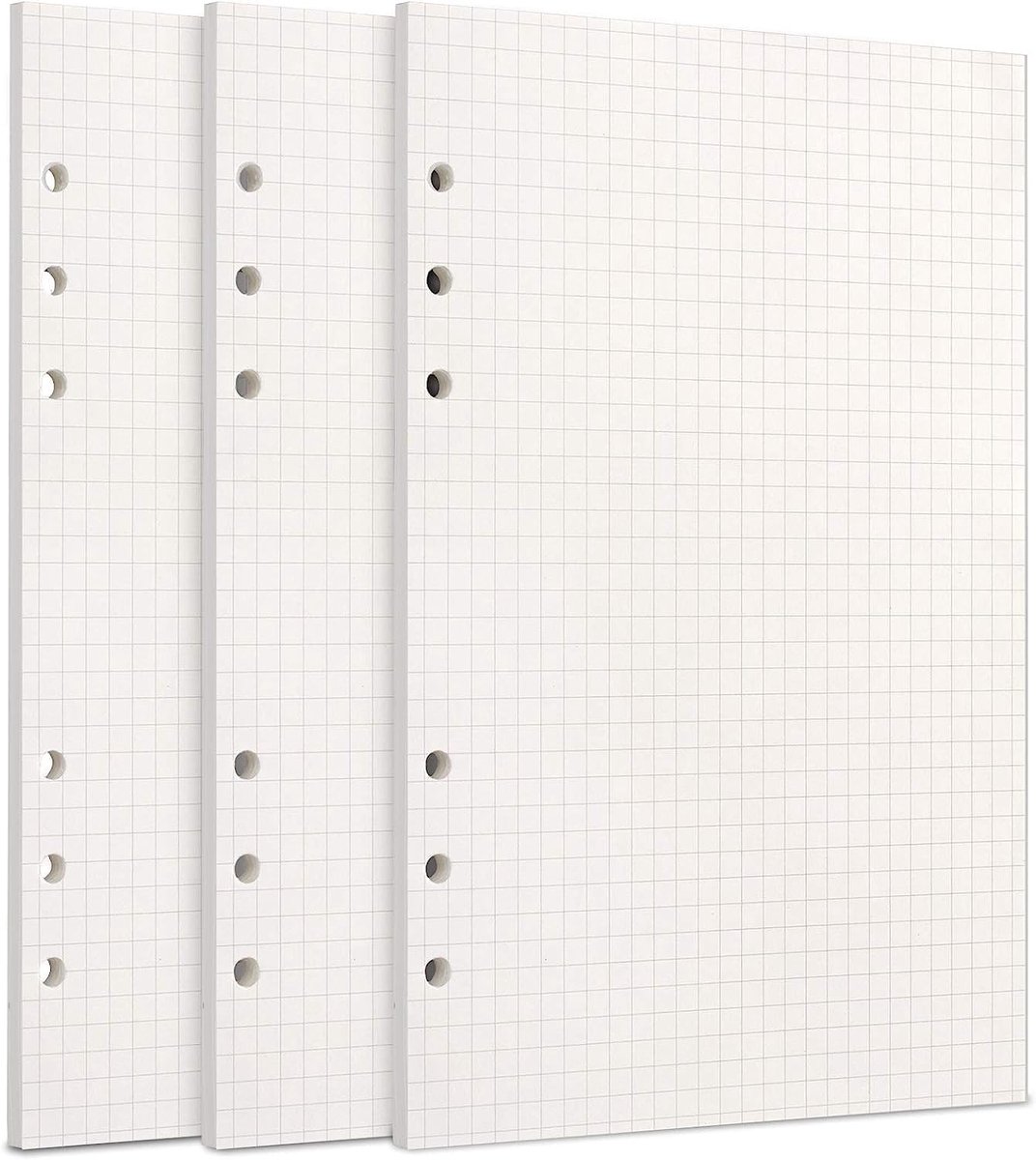 Vervangbare Geruite Papieren A5, 135 Vellen, 6 Gaten, Ideaal voor Notitieboek, Journal en Schetsen